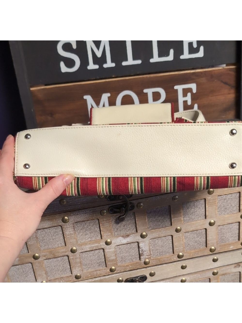 Homestead Holiday Stripe Bag By Longaberger - Picture 11 of 14